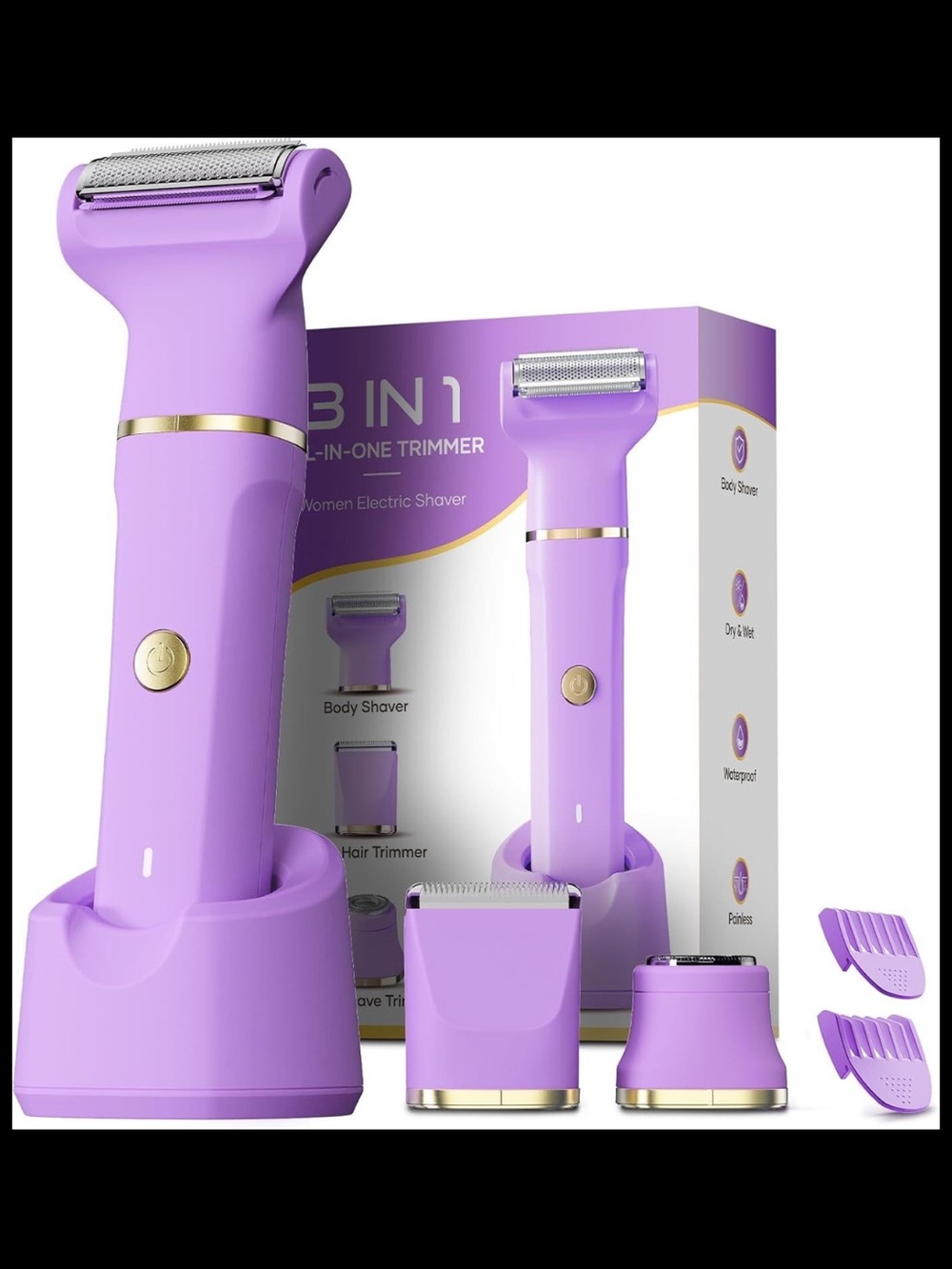 (17) New 3-in-1 Lavender Electric Body Shaver and Trimmer